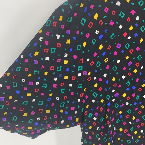 Touche L.A. Women's Vintage Black Geometric Print Button-Down Shirt Medium - Picture 3 of 8